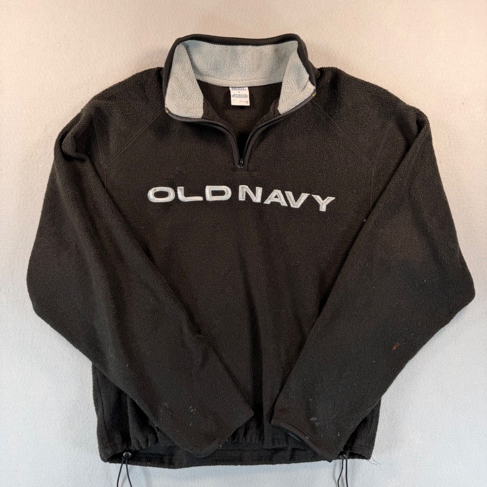 Y2K Old Navy Mens Fleece Quarter Zip Large Embroidered Vintage